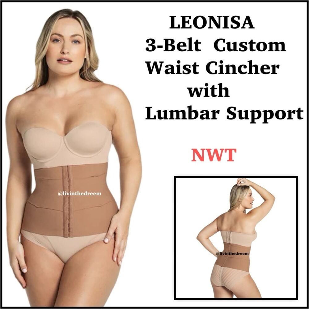 LEONISA 3-Belt Nude Custom Waist Cincher with Lumbar Support SZ M/L MSRP $50